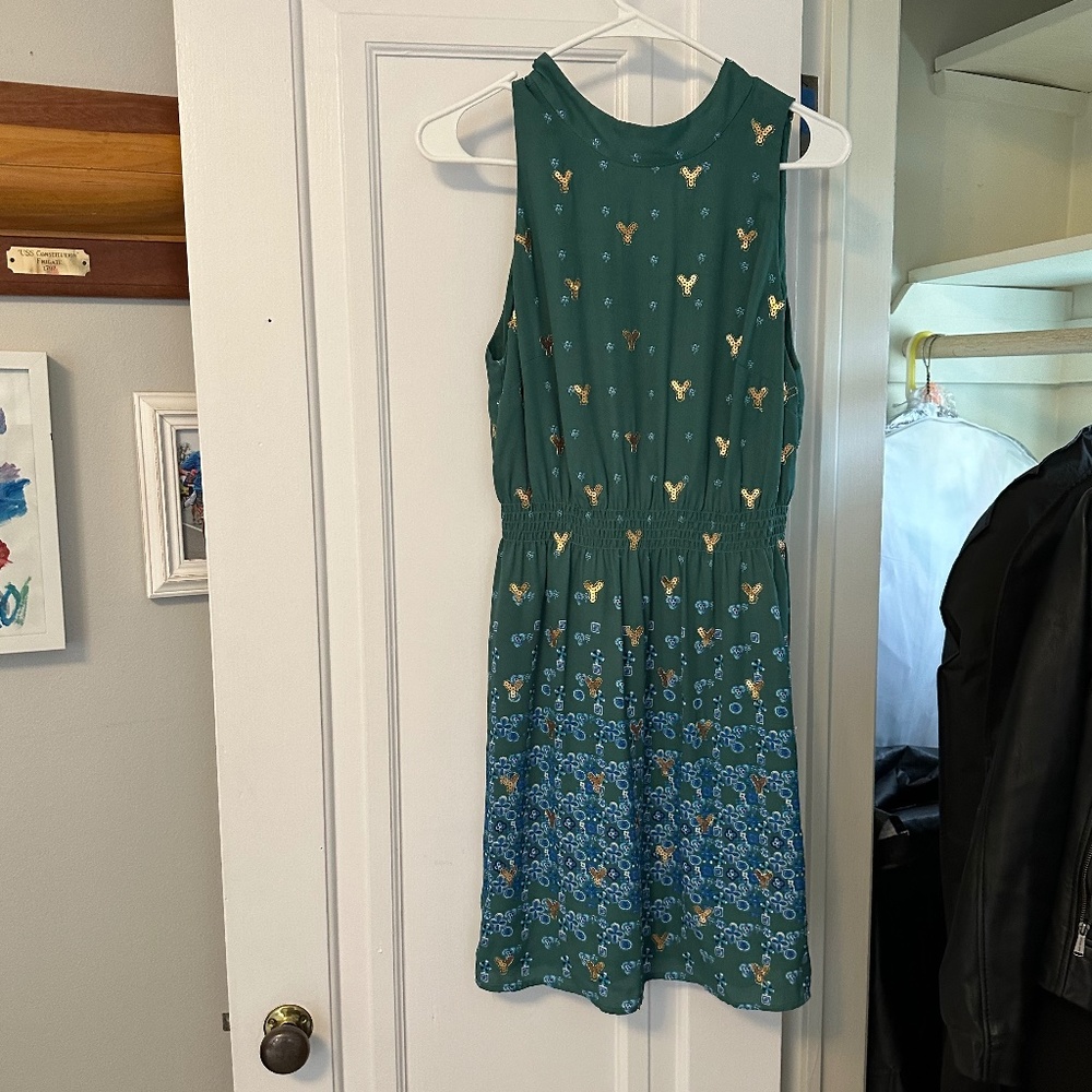 Green and Blue Embroidered Dress